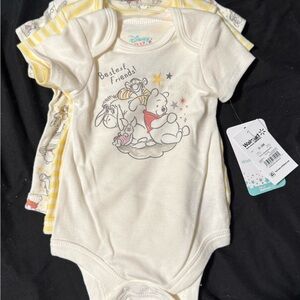 Disney Baby Winnie the Pooh Cream and Yellow Bodysuit Set